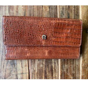 Etienne Aigner Croc Embossed Leather Wallet
